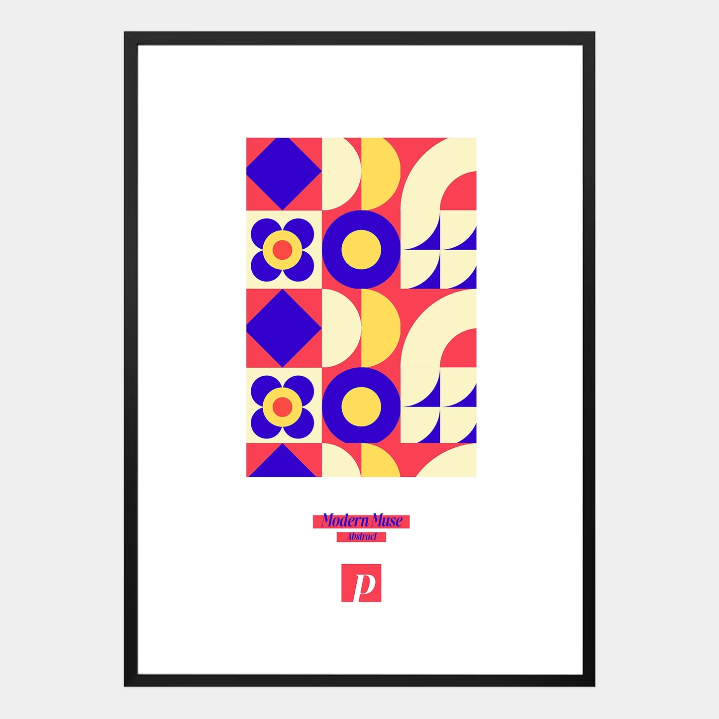 Modern Muse Poster mit abstraktem Bauhaus-Design in Lila und Orange im geometrischen Stil