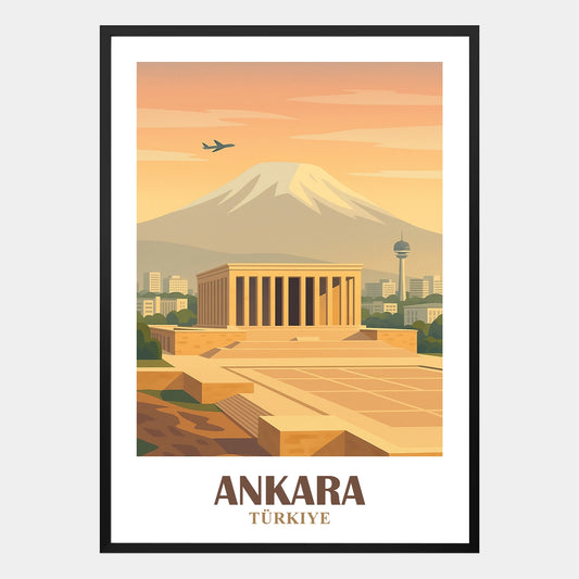 Ankara Poster – Retrodesign mit Anıtkabir-Illustration und Hauptstadtflair