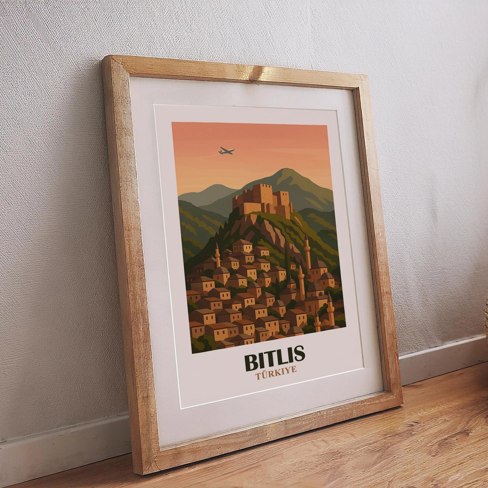 Bitlis Poster – Vintage-inspiriertes Design mit markanter Festung, Berglandschaft und traditionellen Stadtansichten der Region