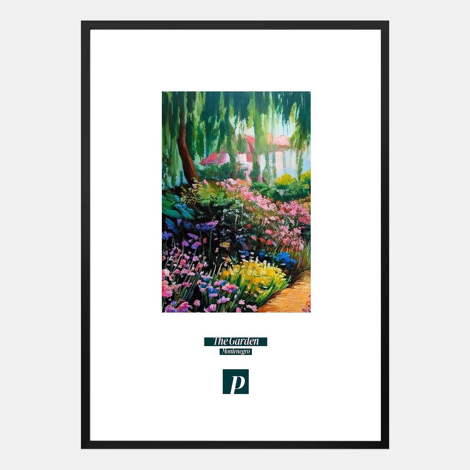 Botanisches Poster mit mediterranem Garten in Montenegro