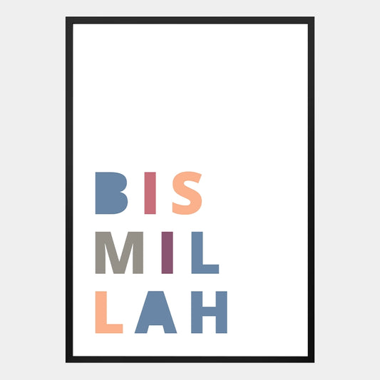 Islamisches Poster mit „Bismillah“-Schriftzug in modernem, minimalistischem Design