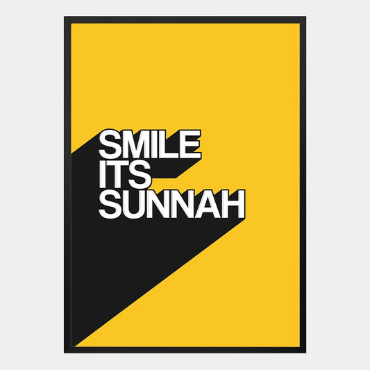 Islamisches Poster „Smile it’s Sunnah“ mit minimalistischer gelber Typografie