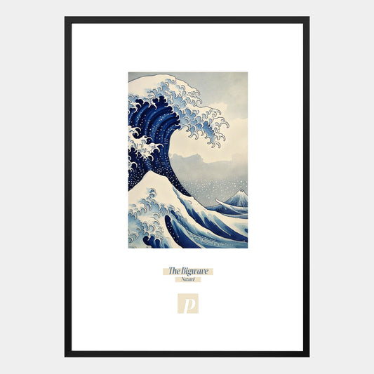 Poster Bigwave in Nazaré mit kraftvoller Ozeanwelle