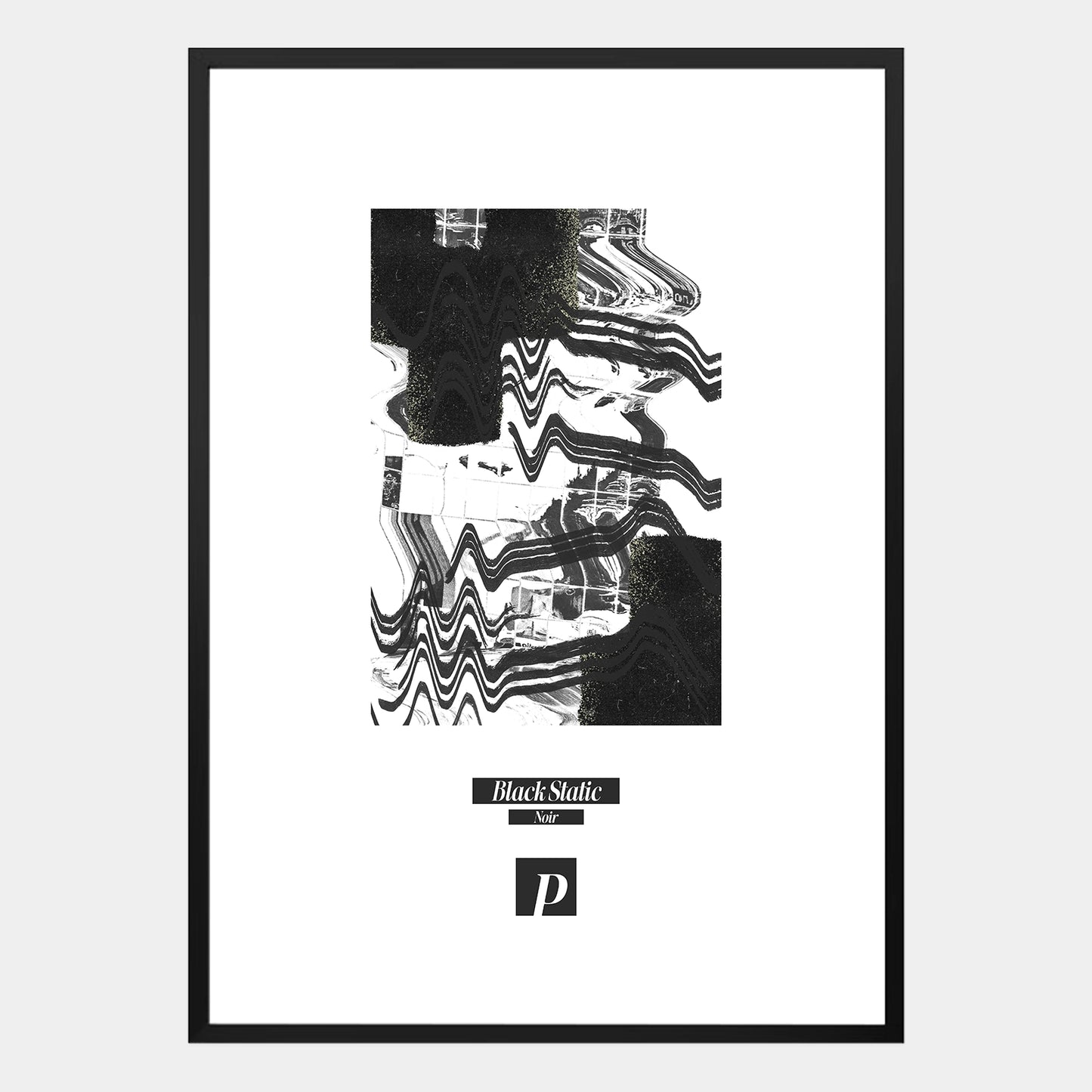 Poster Black Static mit abstrakten Linien in Schwarz-Weiß, minimalistisches Design