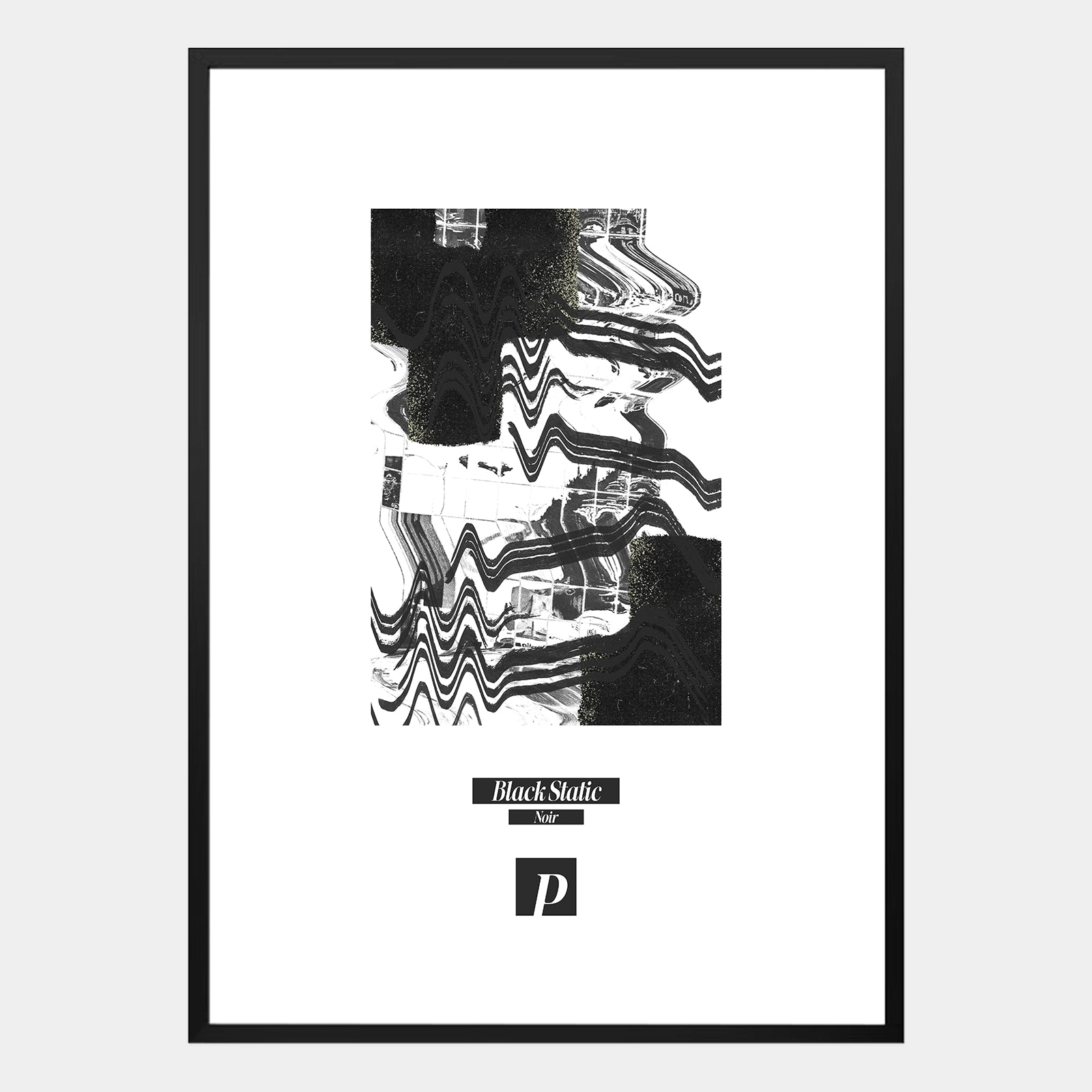 Poster Black Static mit abstrakten Linien in Schwarz-Weiß, minimalistisches Design