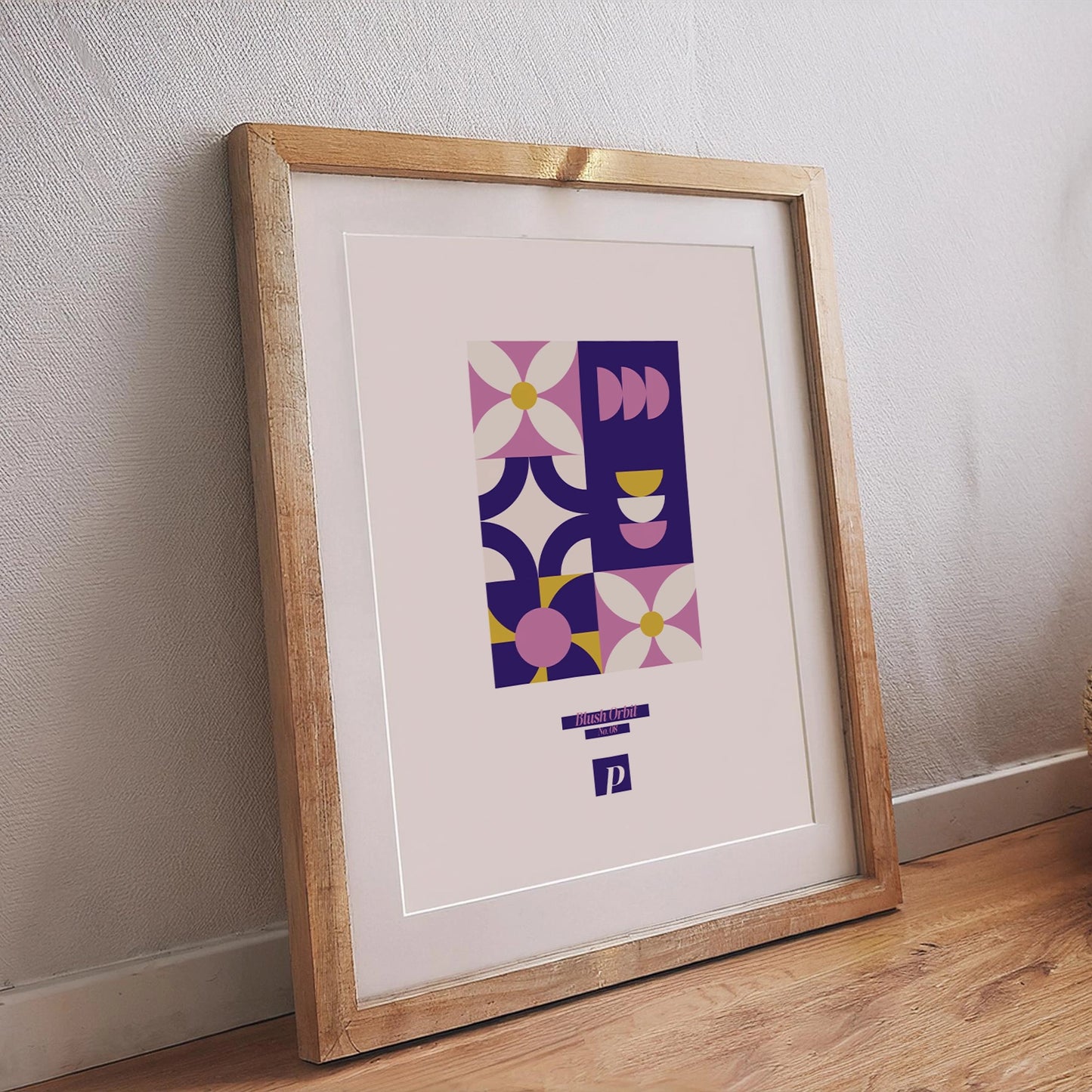 Poster Blush Orbit mit abstraktem Motiv in Lila, Beige und Gelb mit fließenden Formen