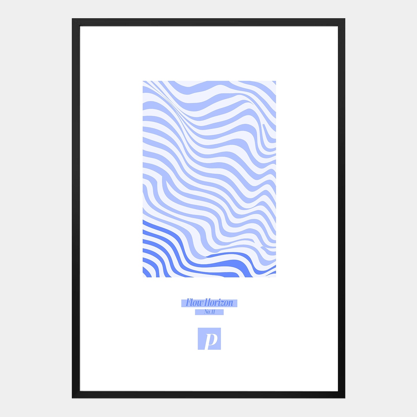 Flow Horizon Poster – Abstraktes Wellenlinien-Design in Blau für moderne Räume