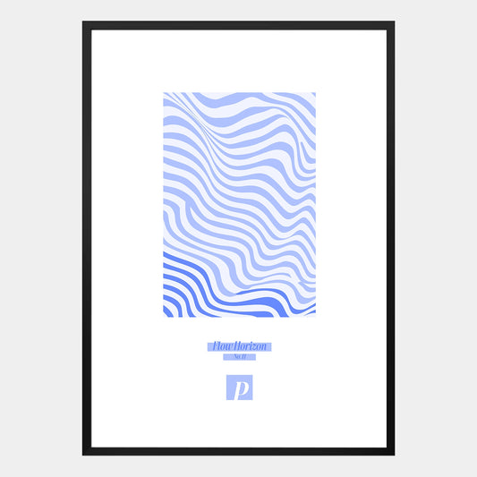Flow Horizon Poster – Abstraktes Wellenlinien-Design in Blau für moderne Räume