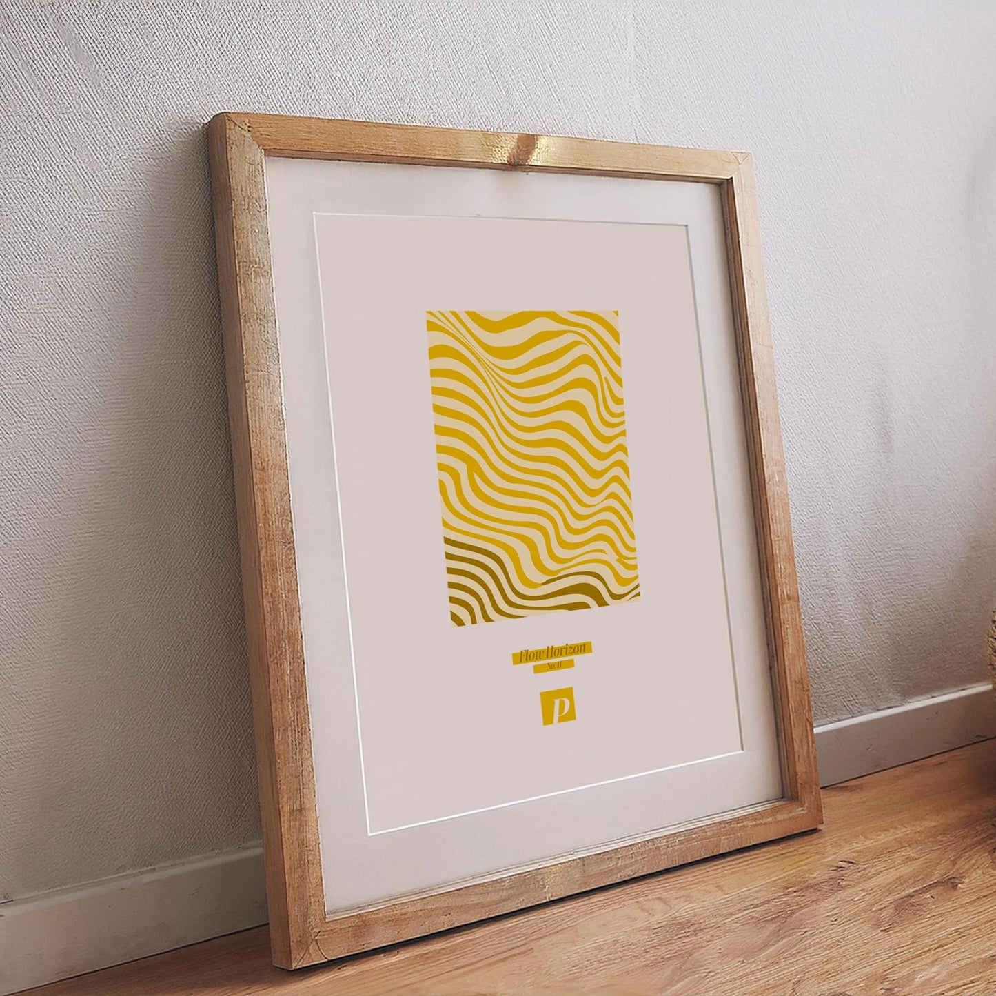 Flow Horizon Poster – Abstrakte Wellenlinien in warmem Gelb für moderne Wandgestaltung