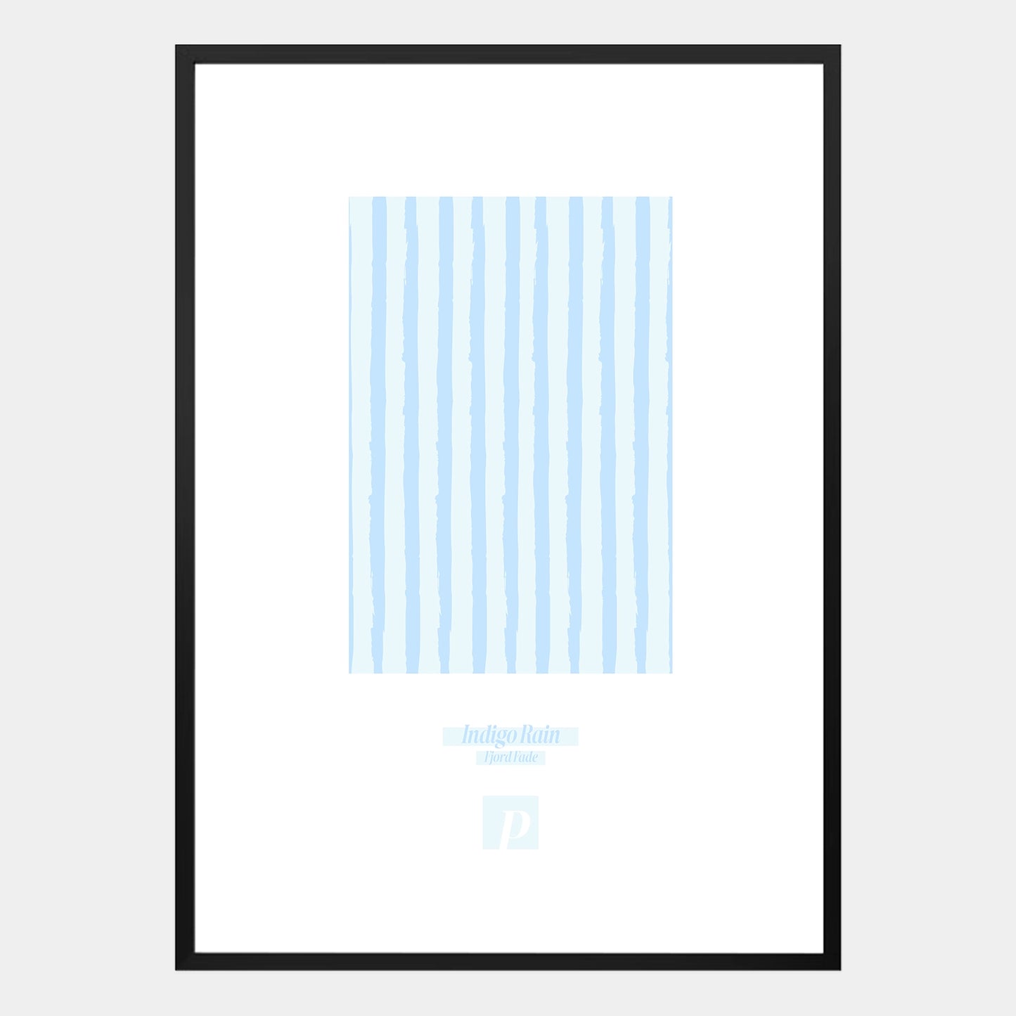 Abstraktes Poster Indigo Rain mit vertikalen Linien in Babyblau