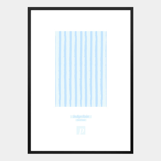 Abstraktes Poster Indigo Rain mit vertikalen Linien in Babyblau