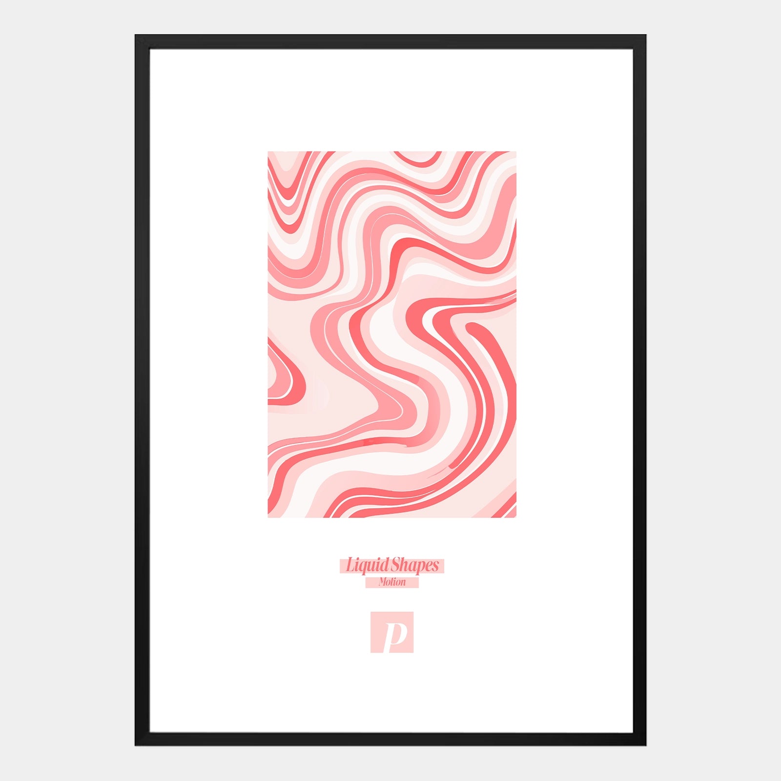 Abstraktes Poster mit rotem Liquid-Shapes-Design, fließenden Wellenlinien und moderner Dynamik