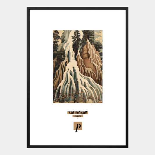 Poster Old Waterfall in Niagara mit nostalgischem Naturmotiv und Wasserfall