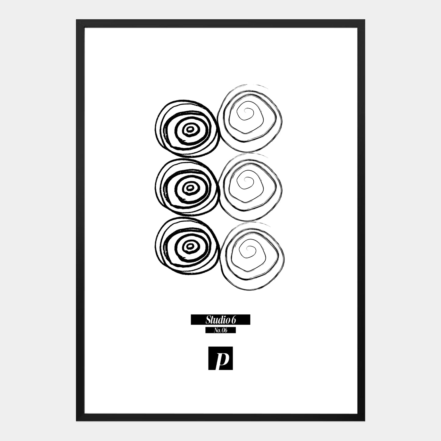 Poster Studio 6 mit sechs geometrischen Kreisen in modernem abstraktem Design