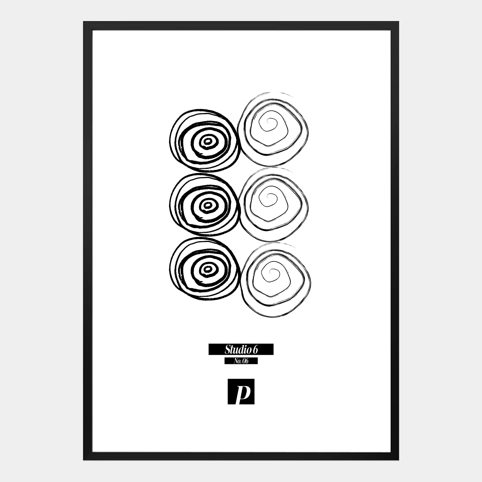 Poster Studio 6 mit sechs geometrischen Kreisen in modernem abstraktem Design