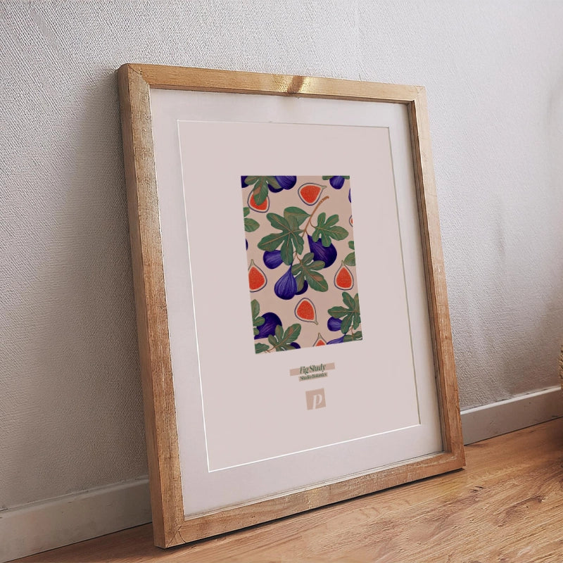 Poster mit Feigen und dem Untertitel „Fig Study“ im minimalistischen, botanischen Stil